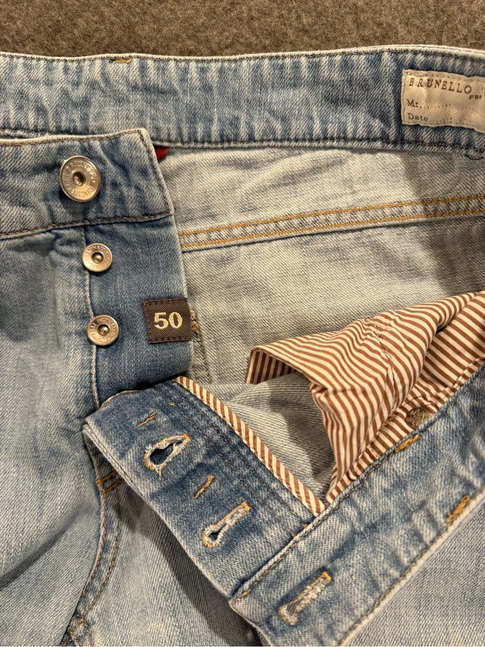 Brunello Cucinelli Light Blue Traditional fit denim - Picture 6 of 6